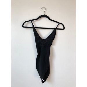 Black Lace Crochet Bodysuit